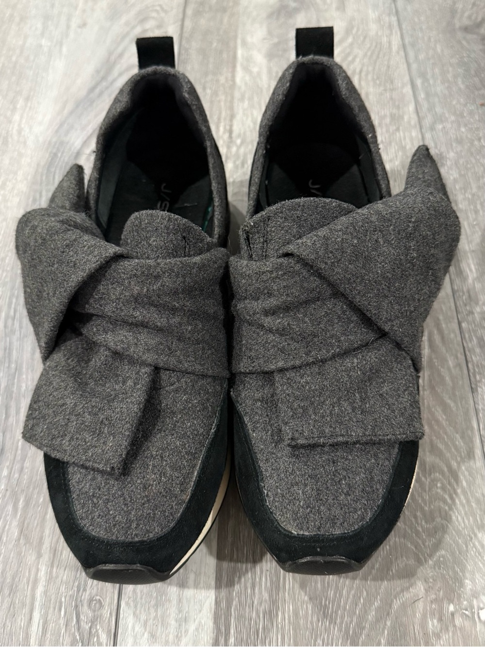 J Slides NYC Charcoal Gray Slip-On Bow Sneakers